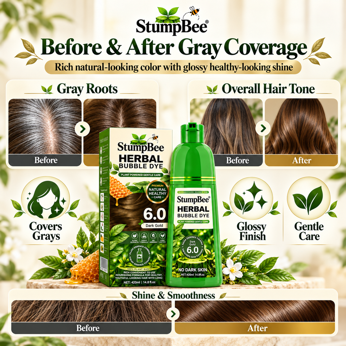 Stump Bee™ | Organic Bubble Hair Dye | Herbal Hair Dye