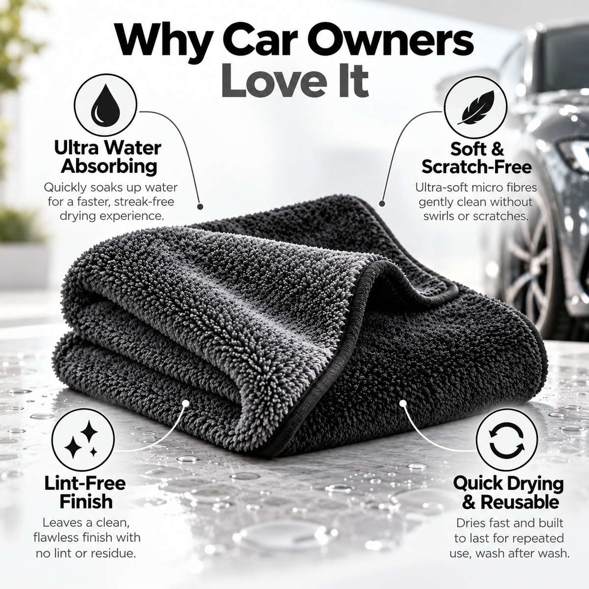 Multi Purpose Micro Fibre Car Cleaning Towel