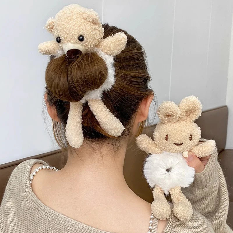 Cute Plush Teddy Bear Hair Tie Scrunchie