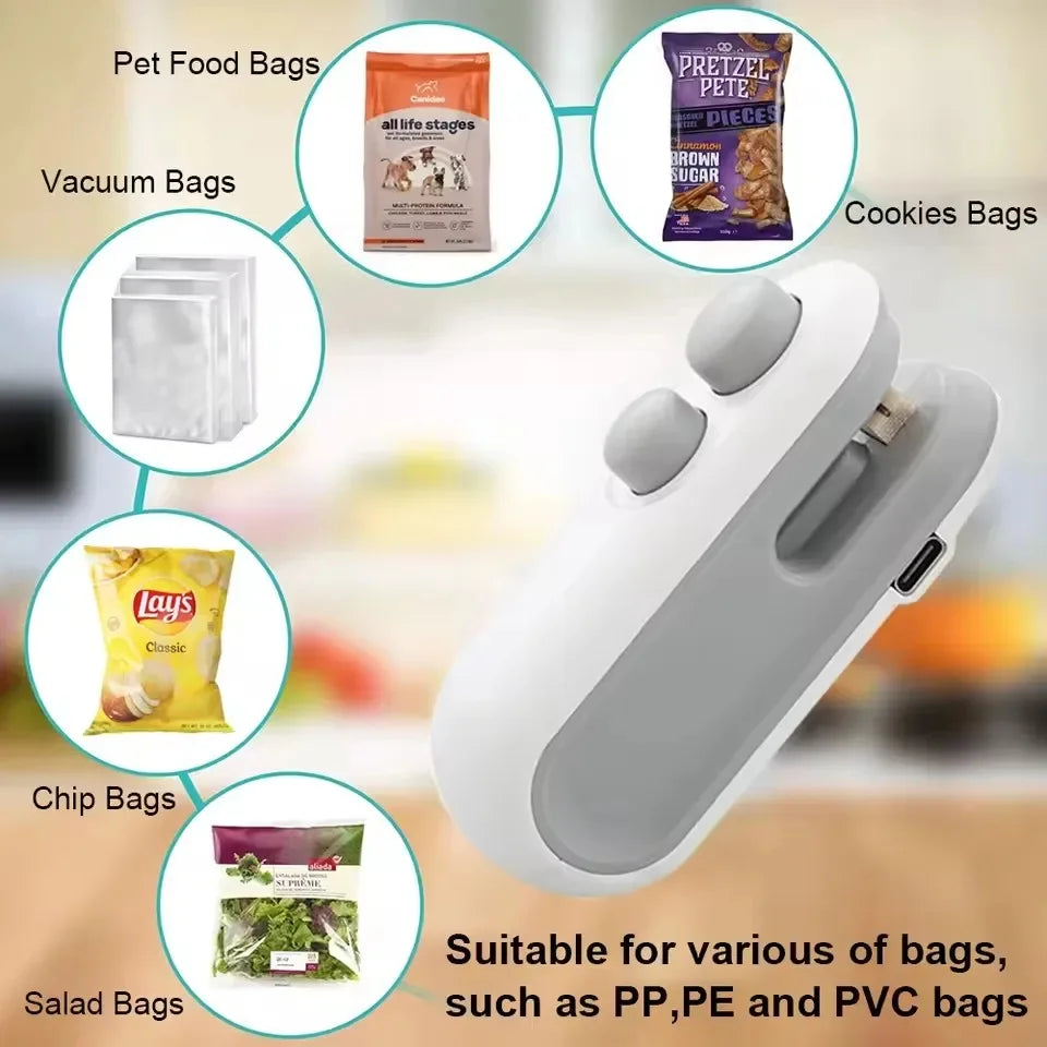 DIVERSE DEPOT™ - Rechargeable 2-in-1 Mini Heat Bag Sealer and Cutter | Imported Quality