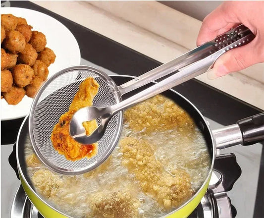 DIVERSE DEPOT™ - 2-in-1 Stainless Steel Frying Strainer Tong