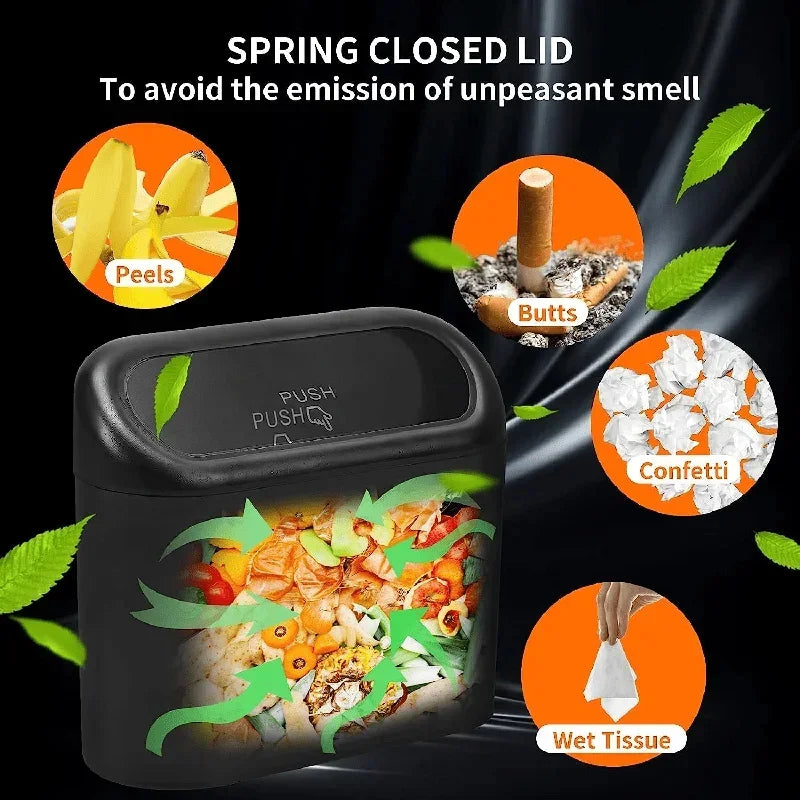 Mini Car Trash Can with Lid (Leak-Proof) – Universal Fit for All Cars