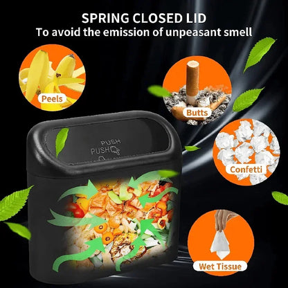 Mini Car Trash Can with Lid (Leak-Proof) – Universal Fit for All Cars