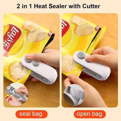 DIVERSE DEPOT™ - Rechargeable 2-in-1 Mini Heat Bag Sealer and Cutter | Imported Quality