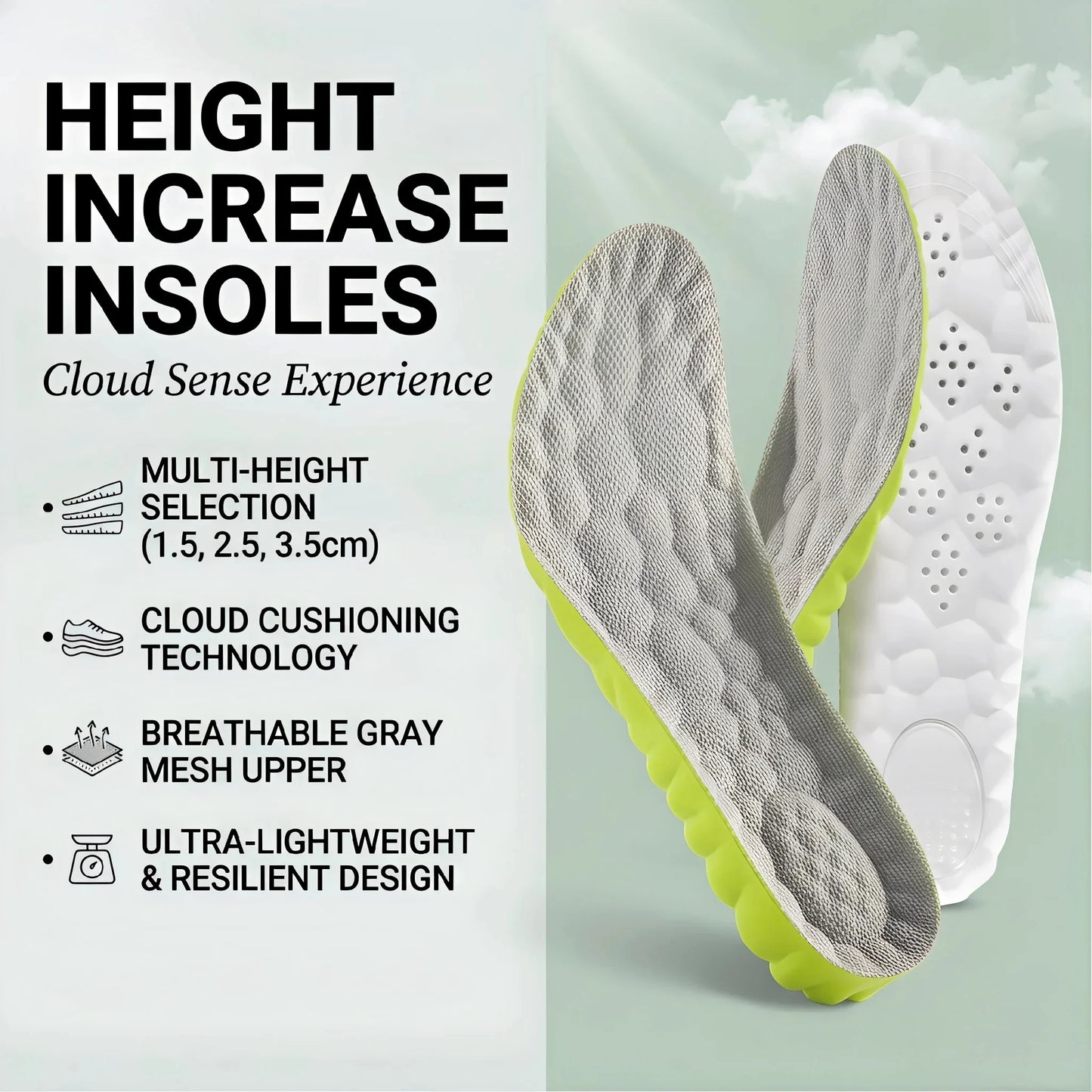 DIVERSE DEPOT™ - Cloud Comfort Height Insoles