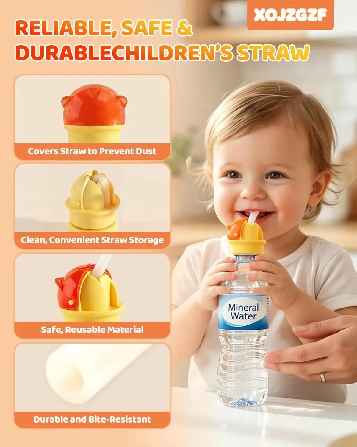 DIVERSE DEPOT™ - Safe Kids Bottle Straw Spill Proof Cap