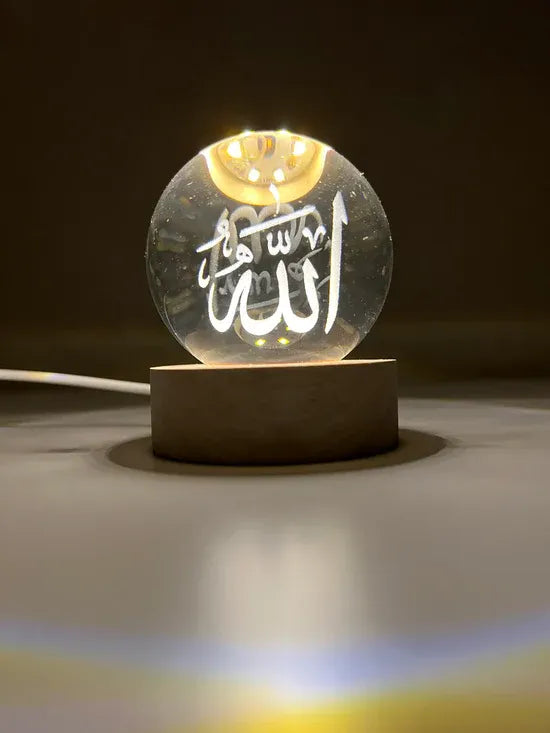 Allah & Kaaba 3D Crystal Ball Lamp | Free 7 Days Warranty
