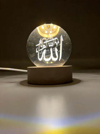 Allah & Kaaba 3D Crystal Ball Lamp | Free 7 Days Warranty
