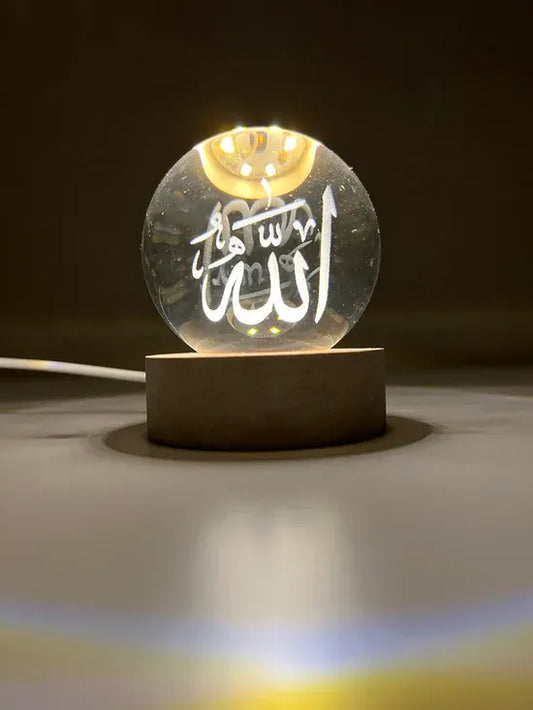 Allah & Kaaba 3D Crystal Ball Lamp | Free 7 Days Warranty