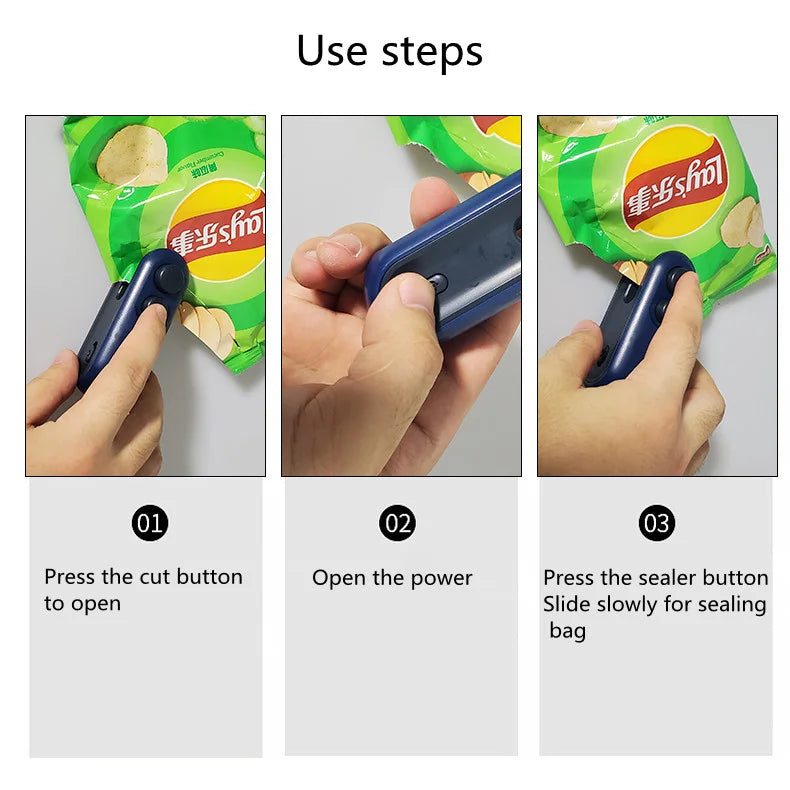 DIVERSE DEPOT™ - Rechargeable 2-in-1 Mini Heat Bag Sealer and Cutter | Imported Quality