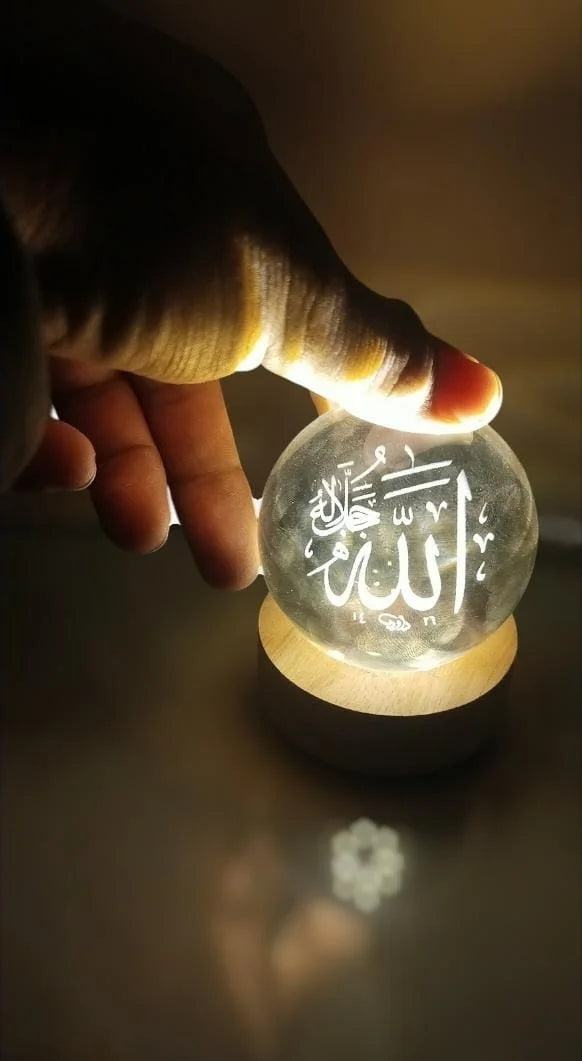 Allah & Kaaba 3D Crystal Ball Lamp | Free 7 Days Warranty