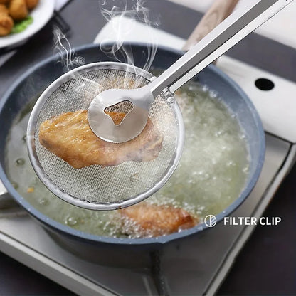 DIVERSE DEPOT™ - 2-in-1 Stainless Steel Frying Strainer Tong