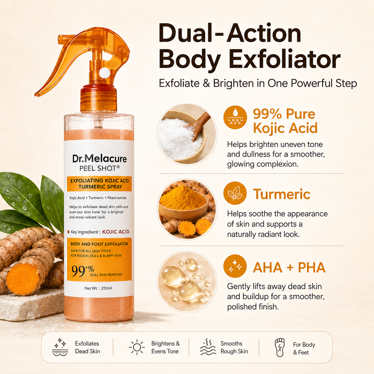 Dr. Melacure Body Kojic Acid Turmeric Peel Shot