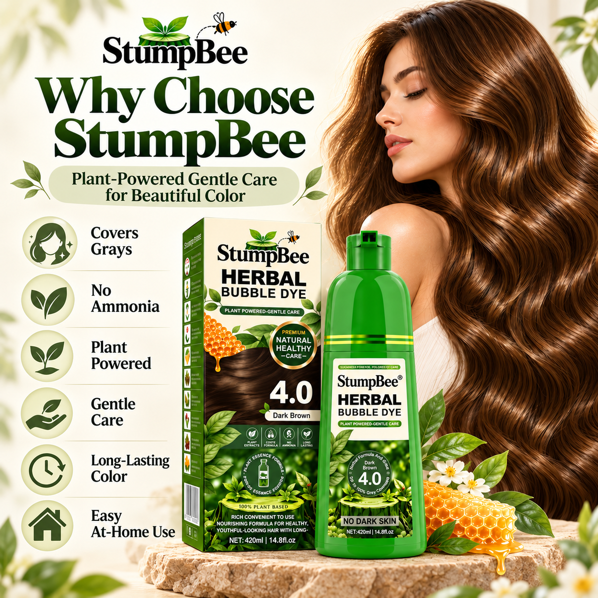 Stump Bee™ | Organic Bubble Hair Dye | Herbal Hair Dye