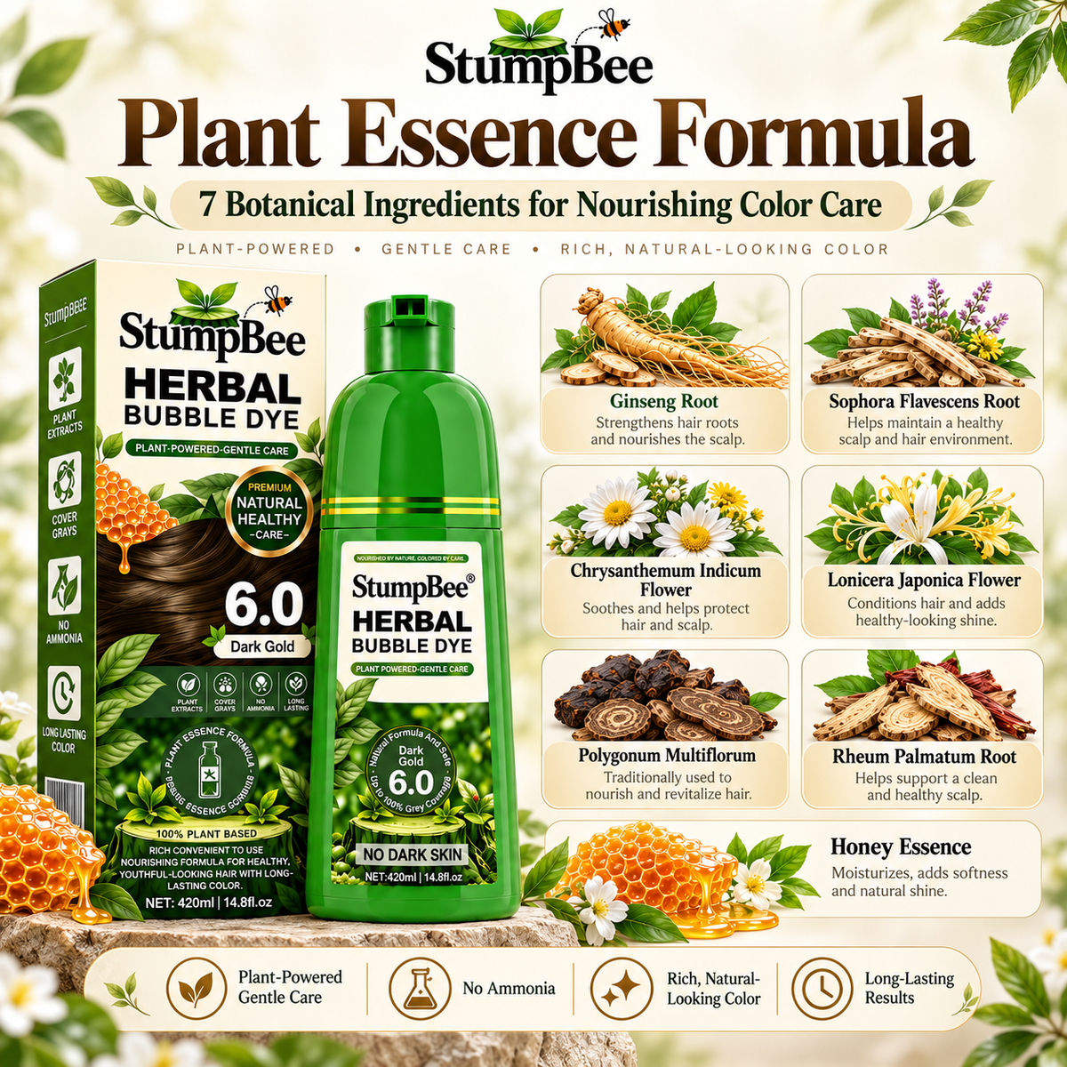 Stump Bee™ | Organic Bubble Hair Dye | Herbal Hair Dye