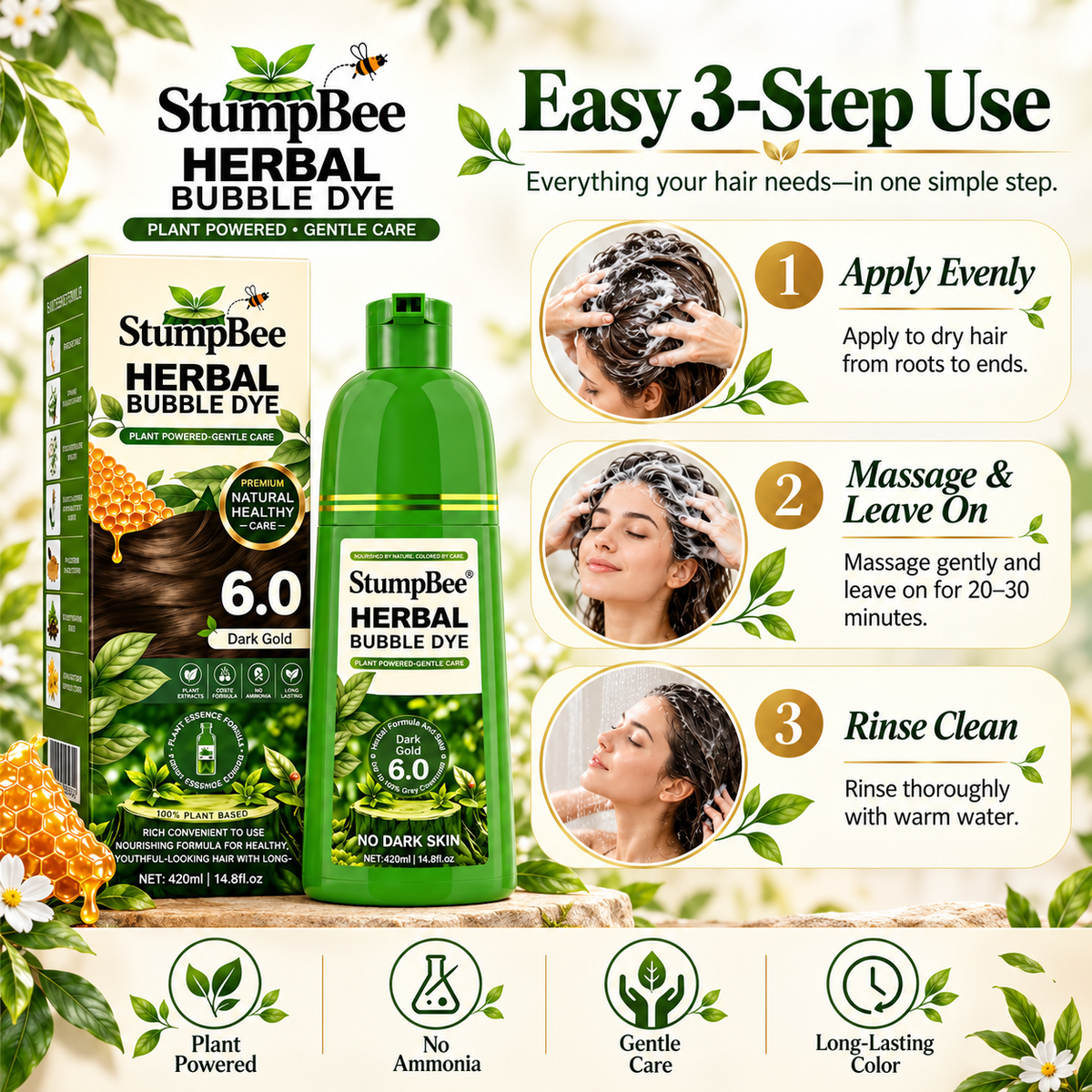 Stump Bee™ | Organic Bubble Hair Dye | Herbal Hair Dye