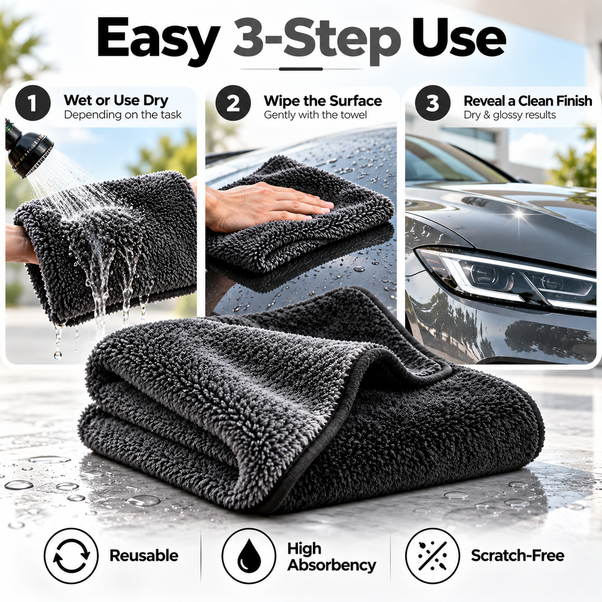 Multi Purpose Micro Fibre Car Cleaning Towel