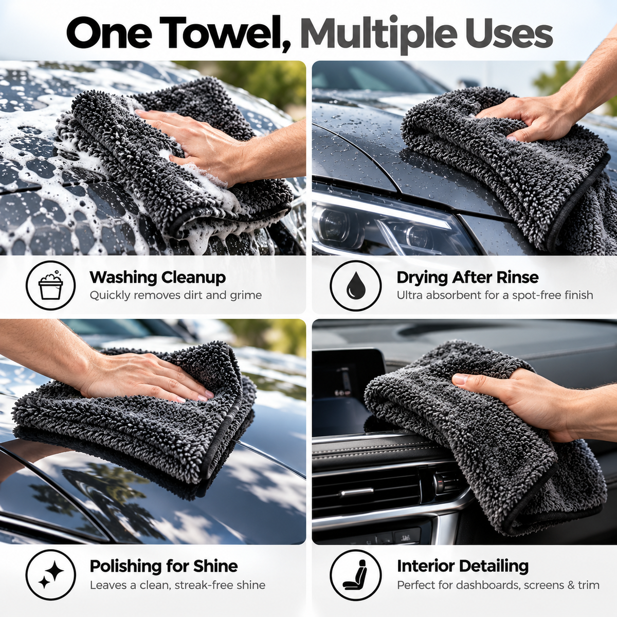 Multi Purpose Micro Fibre Car Cleaning Towel