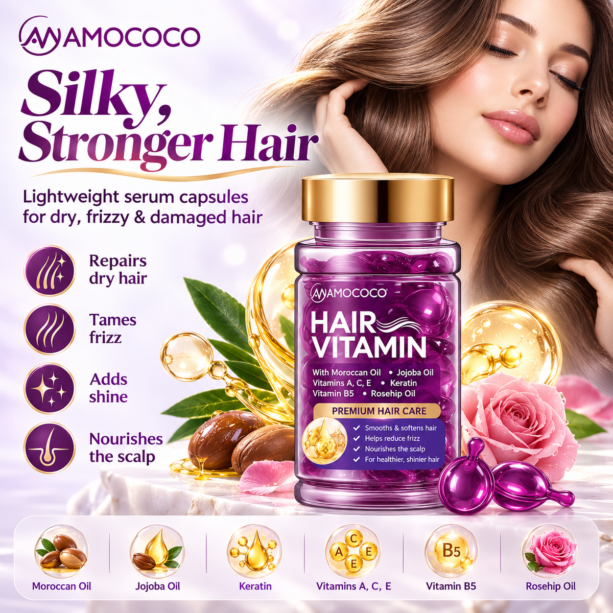 Hair Vitamin Shine & Frizz Control Capsules