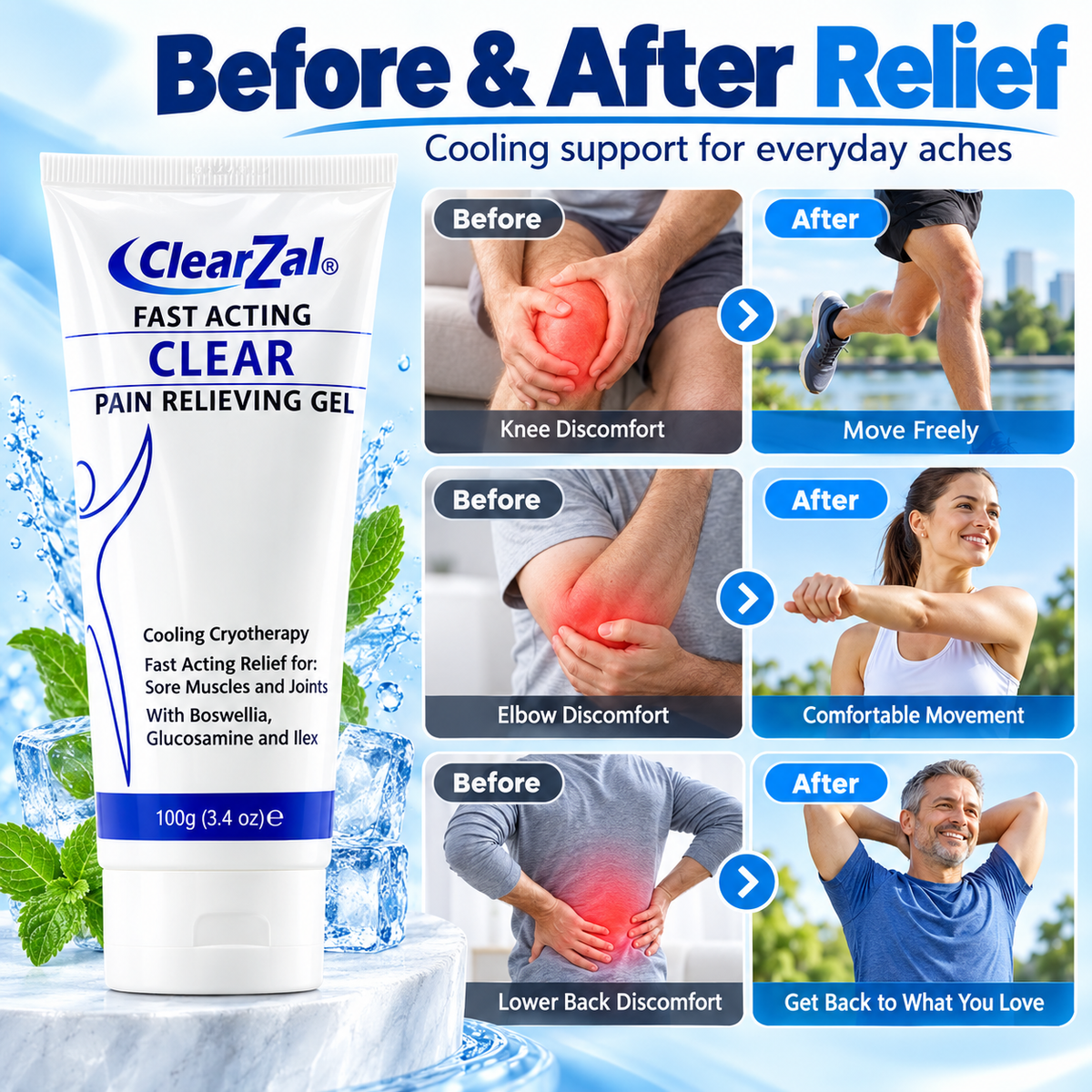 ClearZal® Pain Relieving Gel for Muscles & Joints