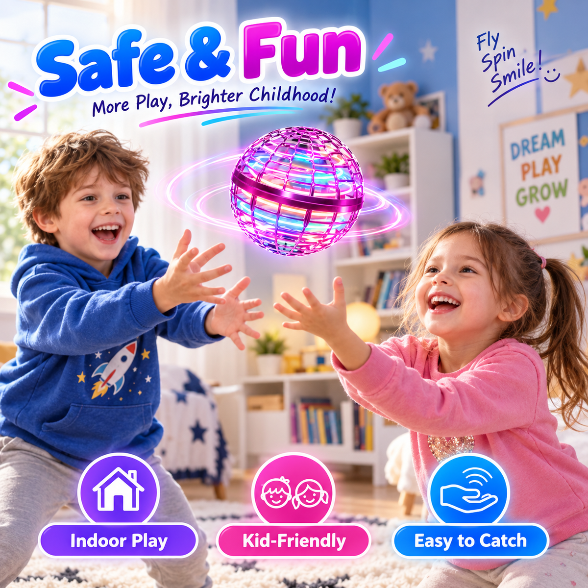 Magic Hover Ball with RGB Lights | Flying Magic Ball For Kids