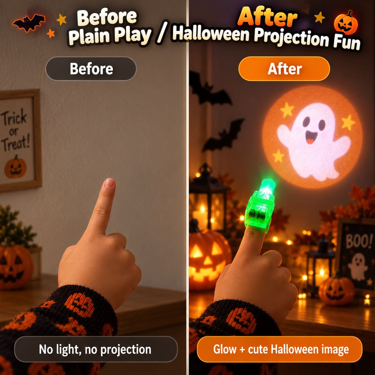 Halloween Projection Finger Lights – Finger Ring Toy