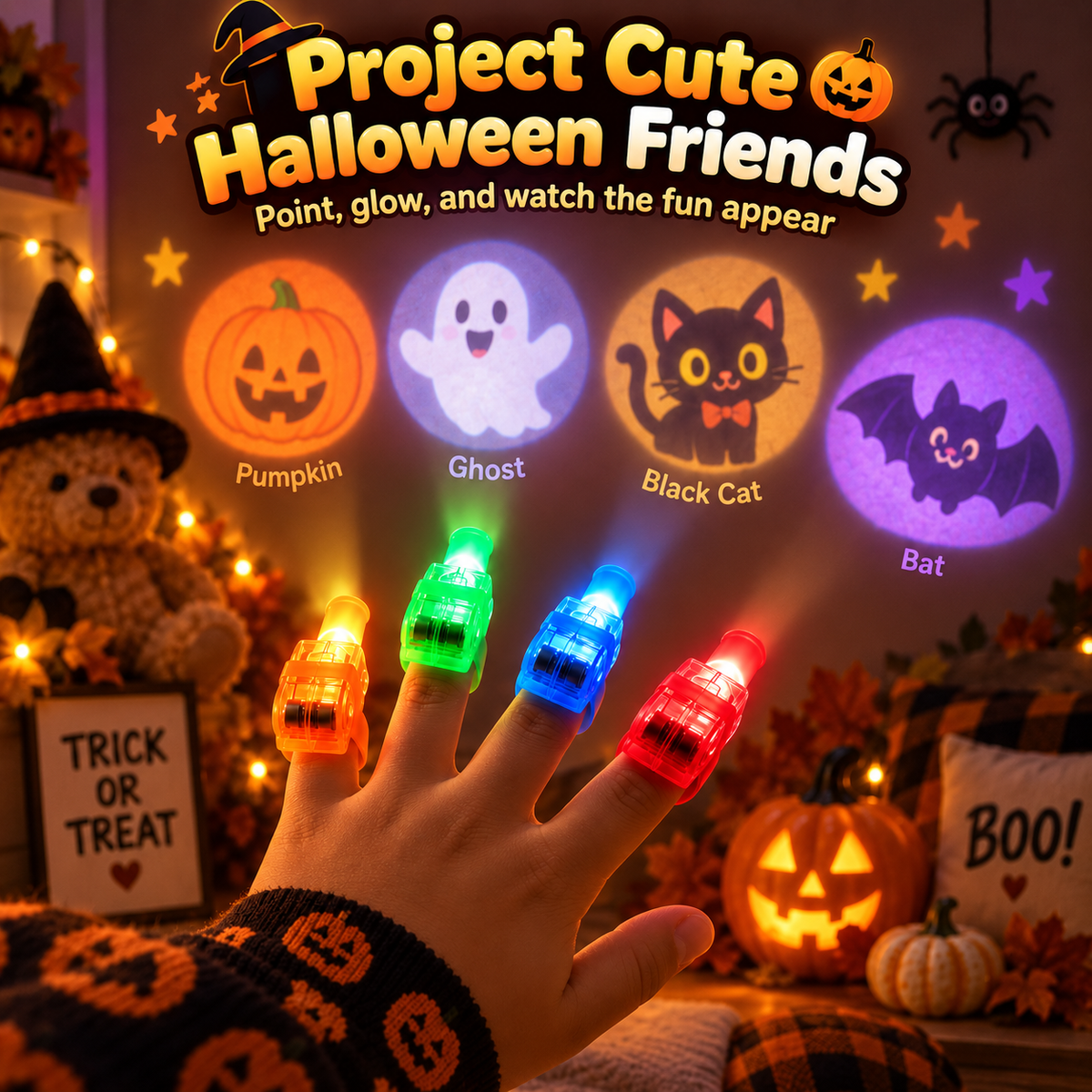 Halloween Projection Finger Lights – Finger Ring Toy