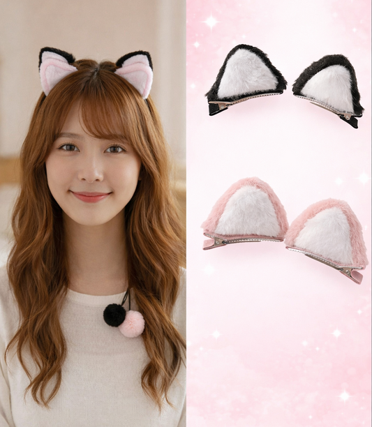 DIVERSE DEPOT™ - Cute Plush Cat Ear Hair Clips