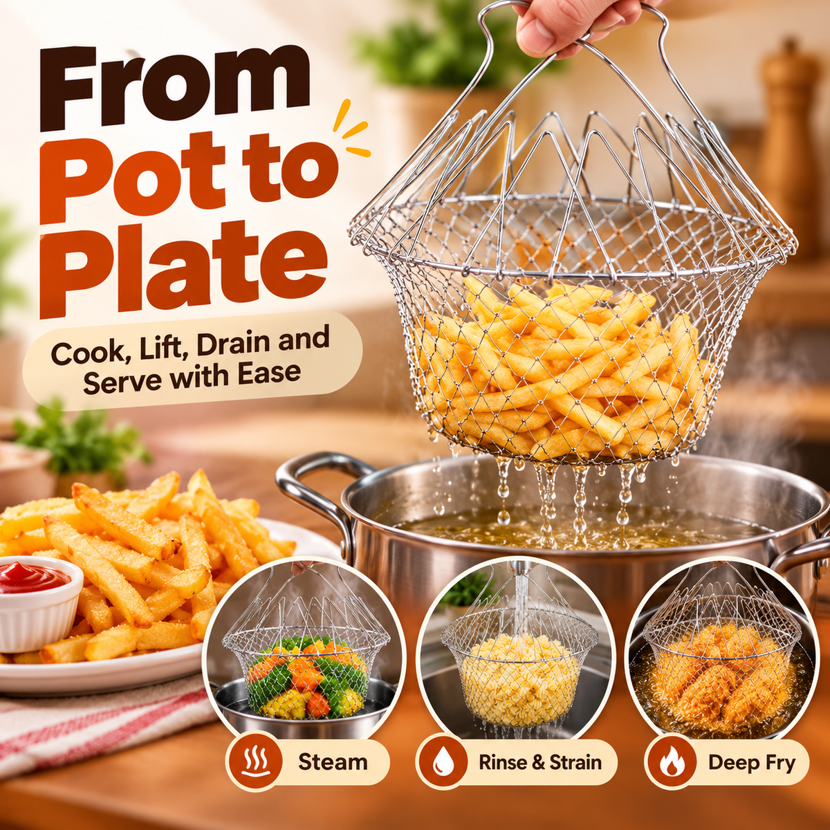 4 In 1 Chef Basket For Deep Frying