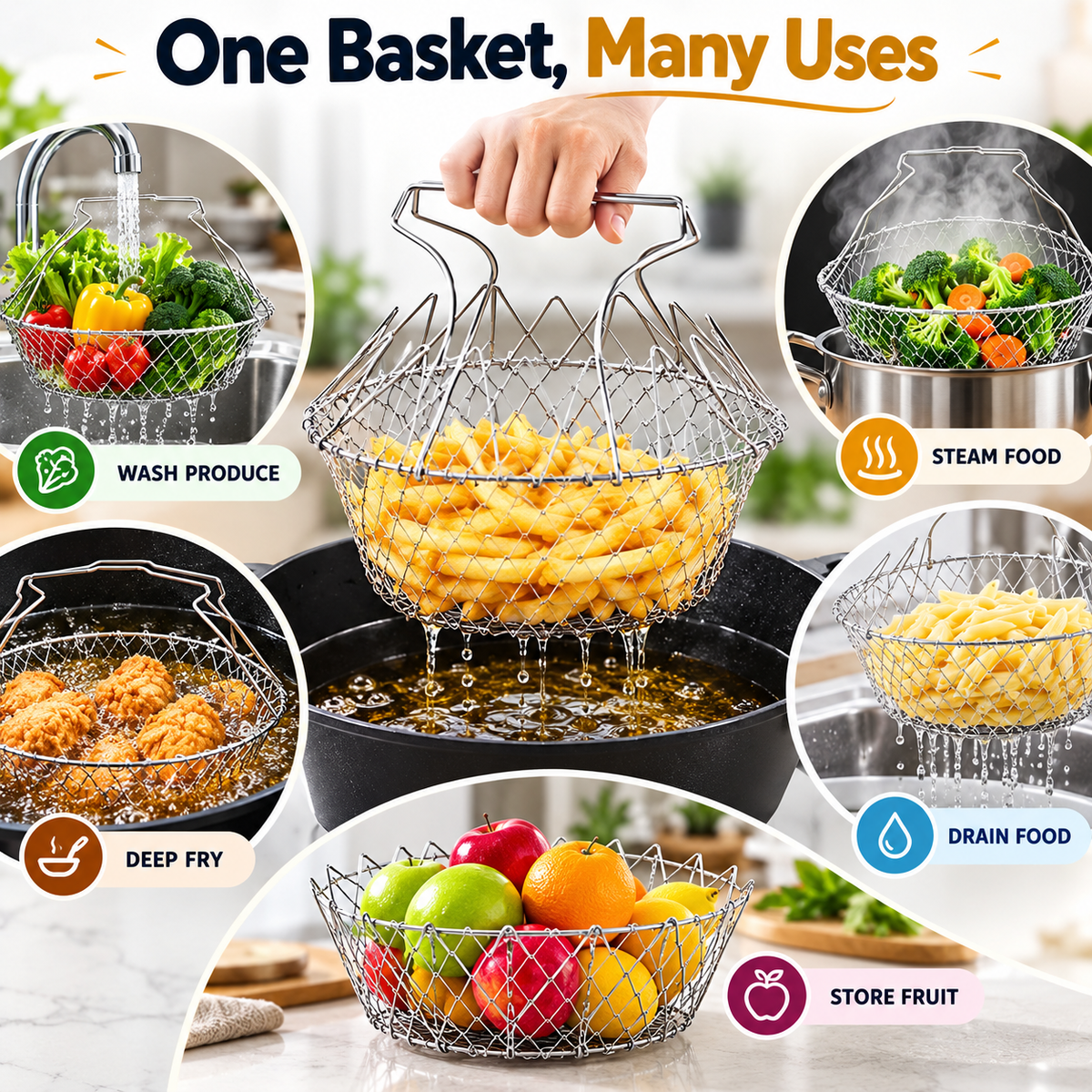 4 In 1 Chef Basket For Deep Frying