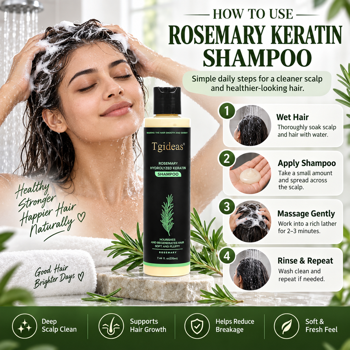 Tgideas Rosemary Biotin Volumizing Shampoo For Thinning Hair