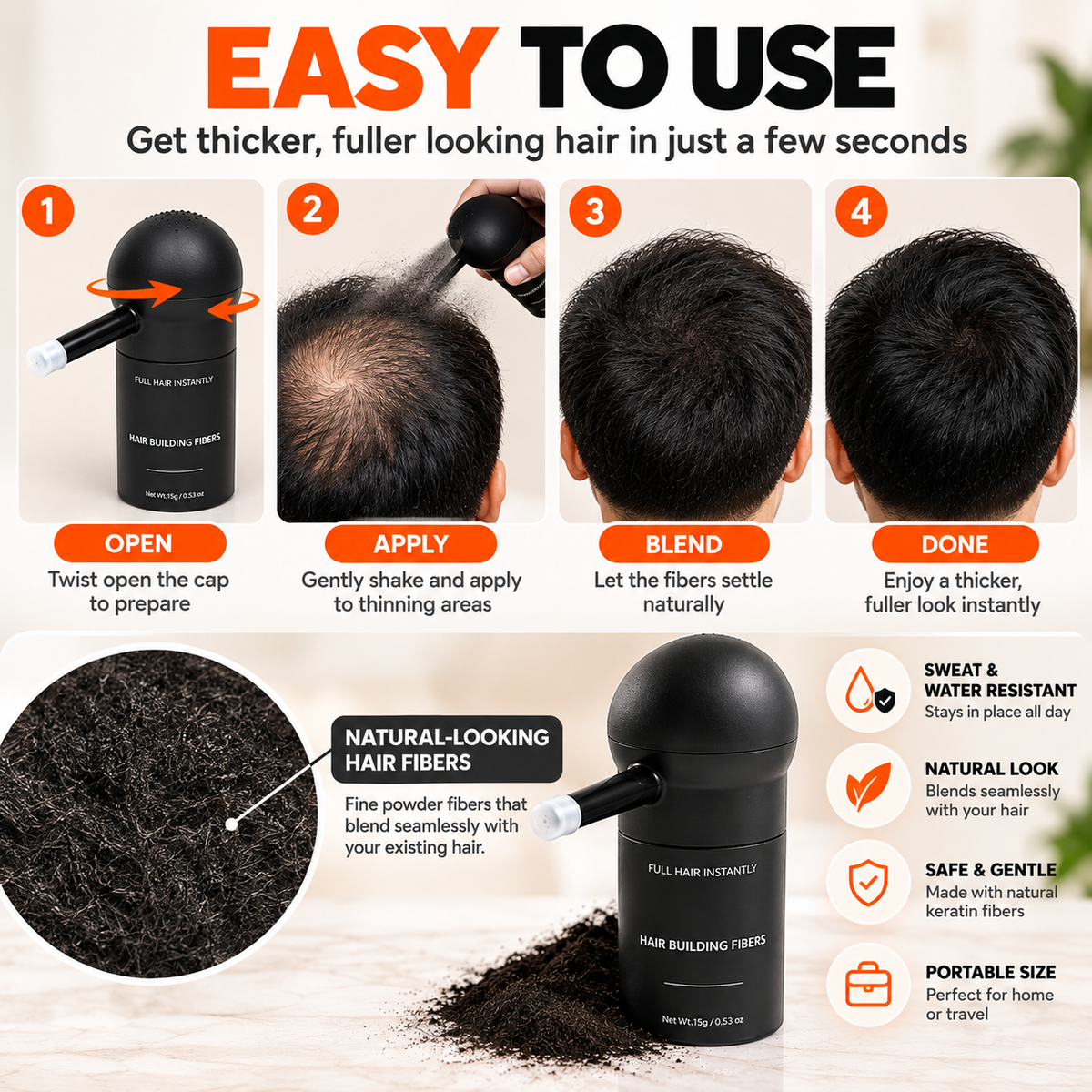 High Quality Bunee Hair Fiber Applicator For Men & Women