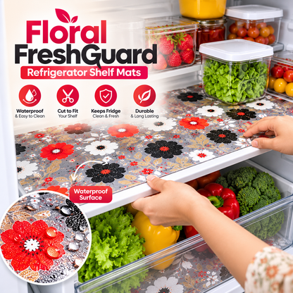 🌸 Floral FreshGuard Refrigerator Shelf Mats