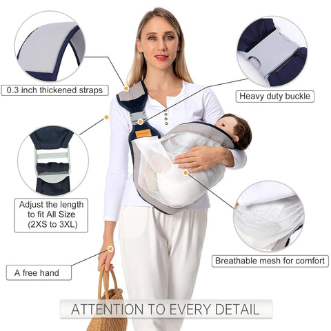 Baby Wrap Sling Carrier – Breathable Cotton Mesh Sling for Newborn to Toddler | 7 Days Warranty Included
