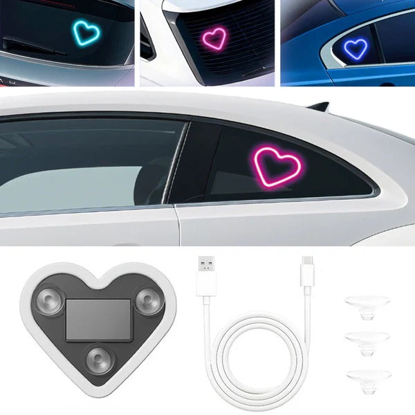 Solar Car Window Heart LED Light