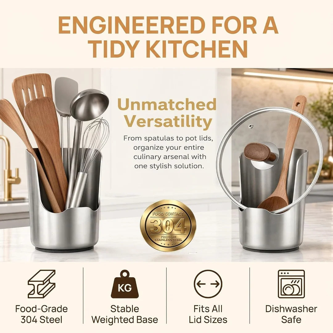 304 Stainless Steel Kitchen Utensil & Pot Lid Holder