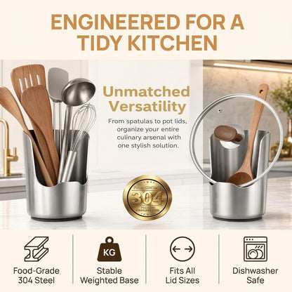 304 Stainless Steel Kitchen Utensil & Pot Lid Holder