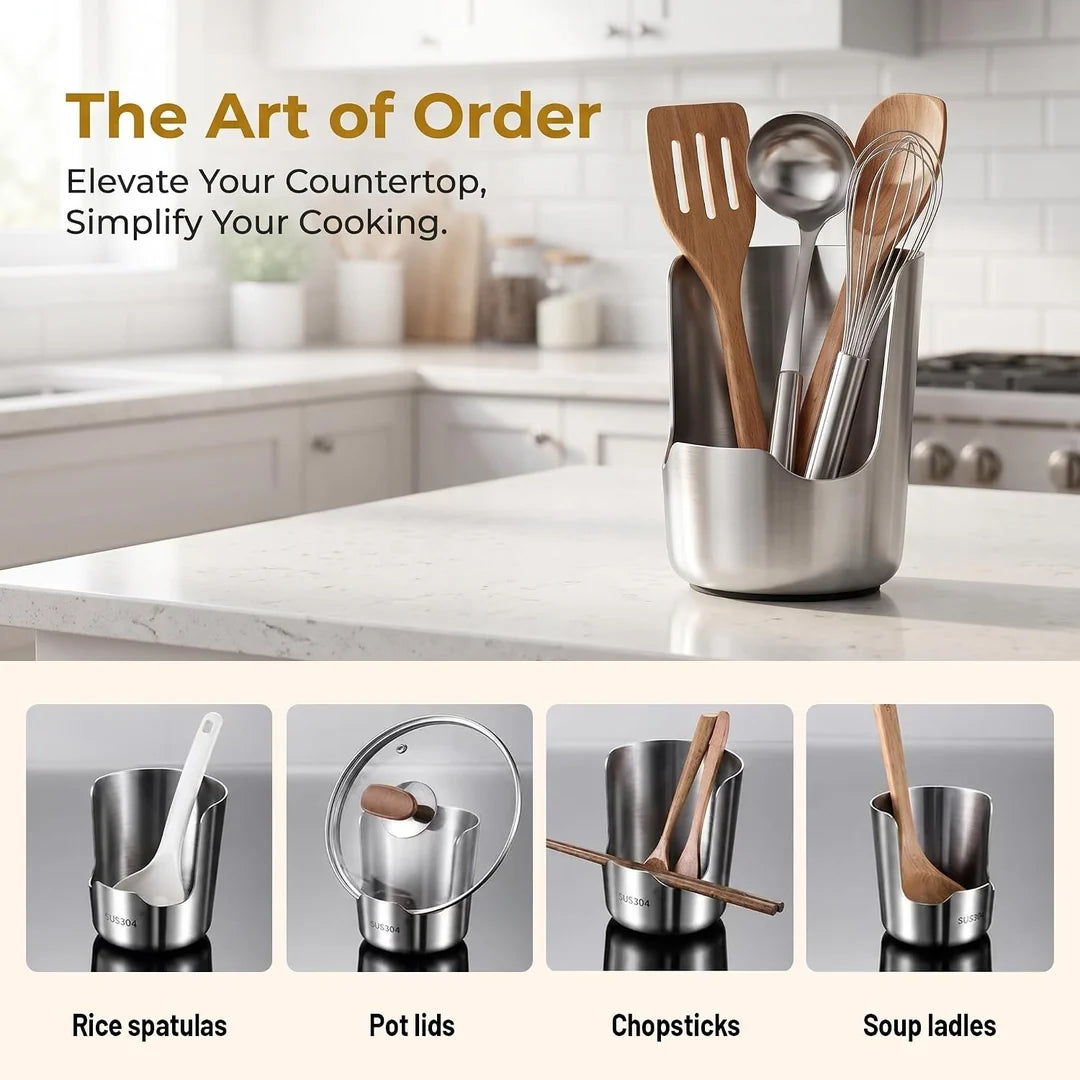 304 Stainless Steel Kitchen Utensil & Pot Lid Holder
