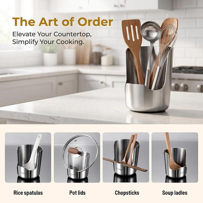 304 Stainless Steel Kitchen Utensil & Pot Lid Holder