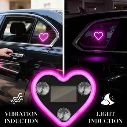 Solar Car Window Heart LED Light