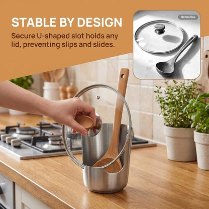 304 Stainless Steel Kitchen Utensil & Pot Lid Holder